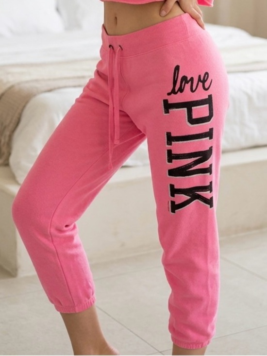 PINK Victoria's Secret Pants - PINK Victoria's Secret Women Hot Pink Capri Sweatpants Vertical PINK EUC Comfy